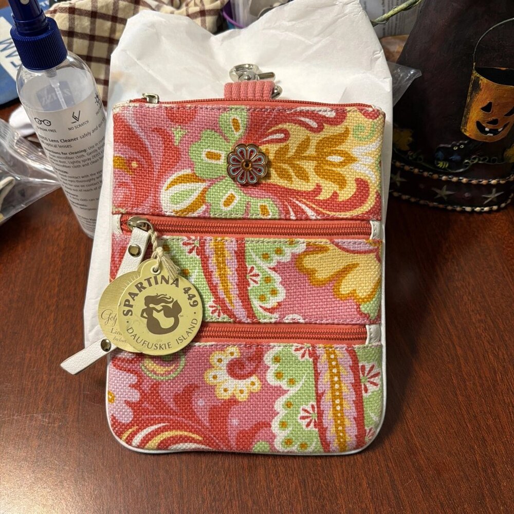 Spartina 449 Sweetgrass Golf Zipper Pouch + Coin Purse Wristlet - NWT (DEFECT)